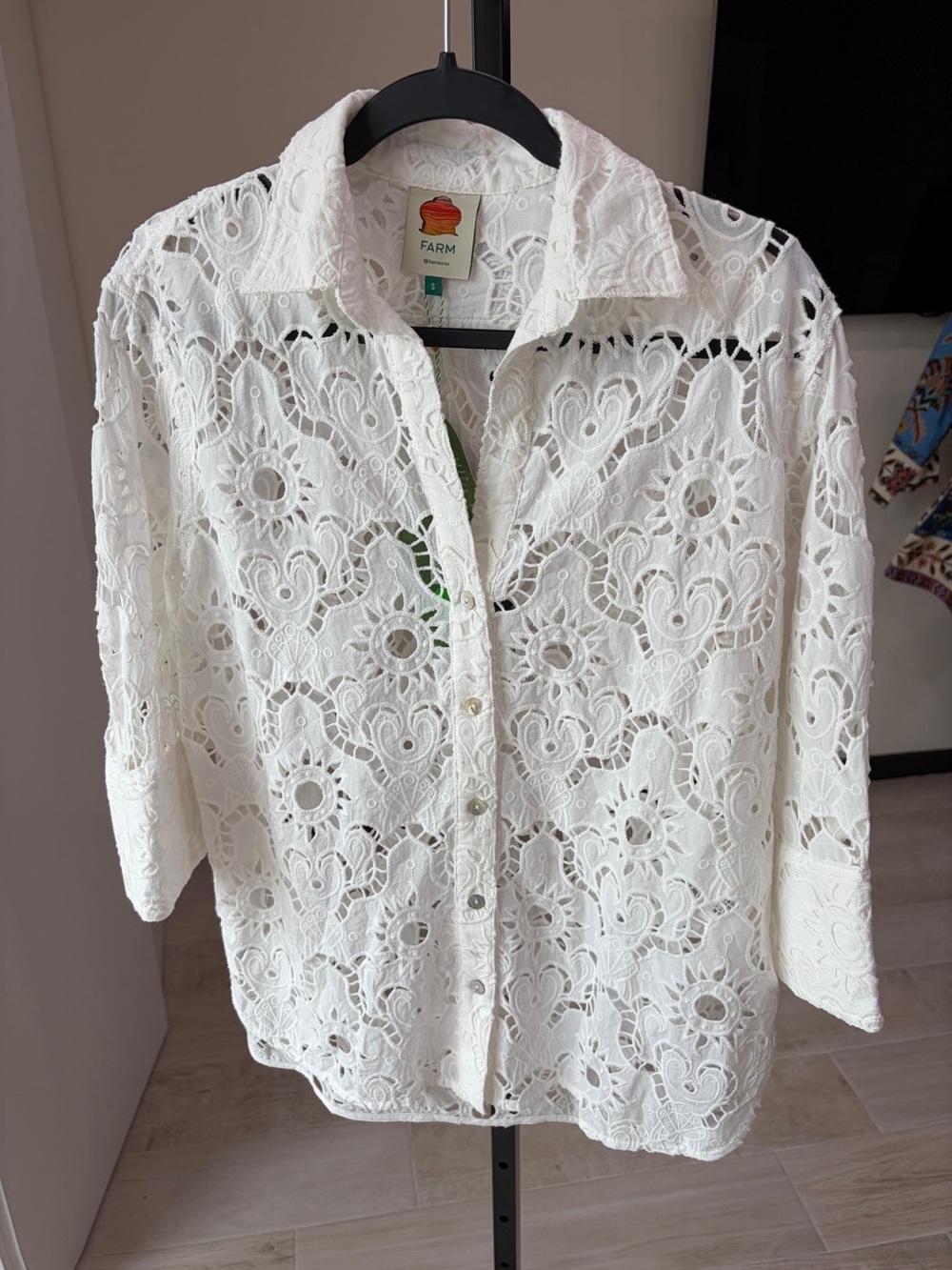 Farm Rio White Sun Eyelet Shirt - Picture 3 of 10